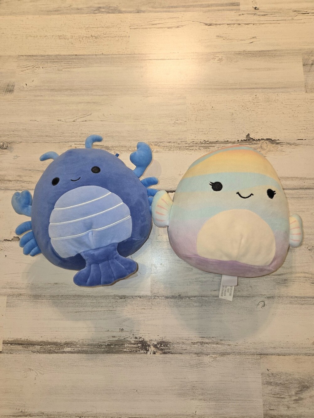 Squishmallows Blue Crab & Pastel Rainbow Fish Plush Duo Lobert & Canda Lot Of 2